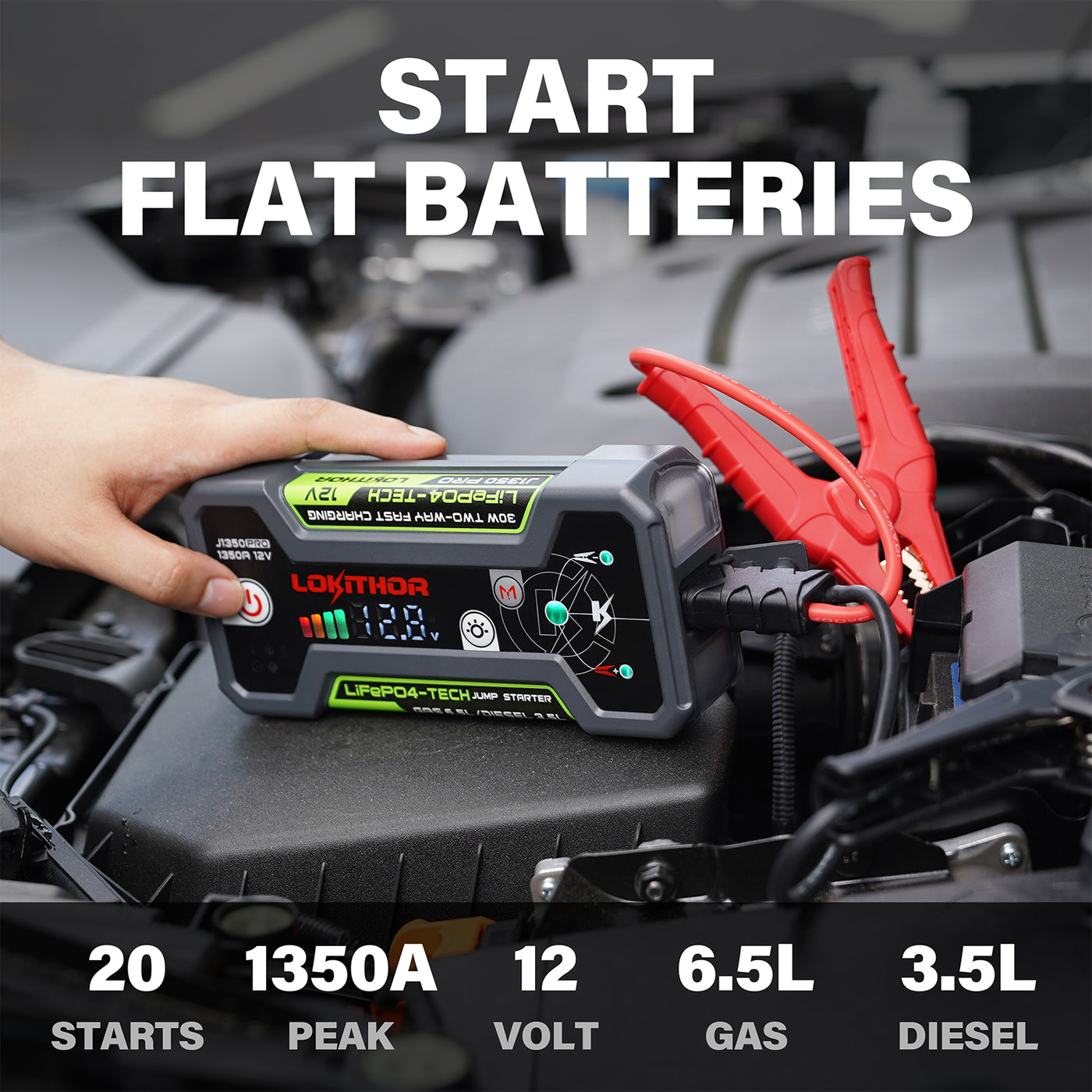LOKITHOR Pro Jump Starter with LiFePO4 Safety Battery 1350Amp - J1350-PRO | RogueFuel.ca