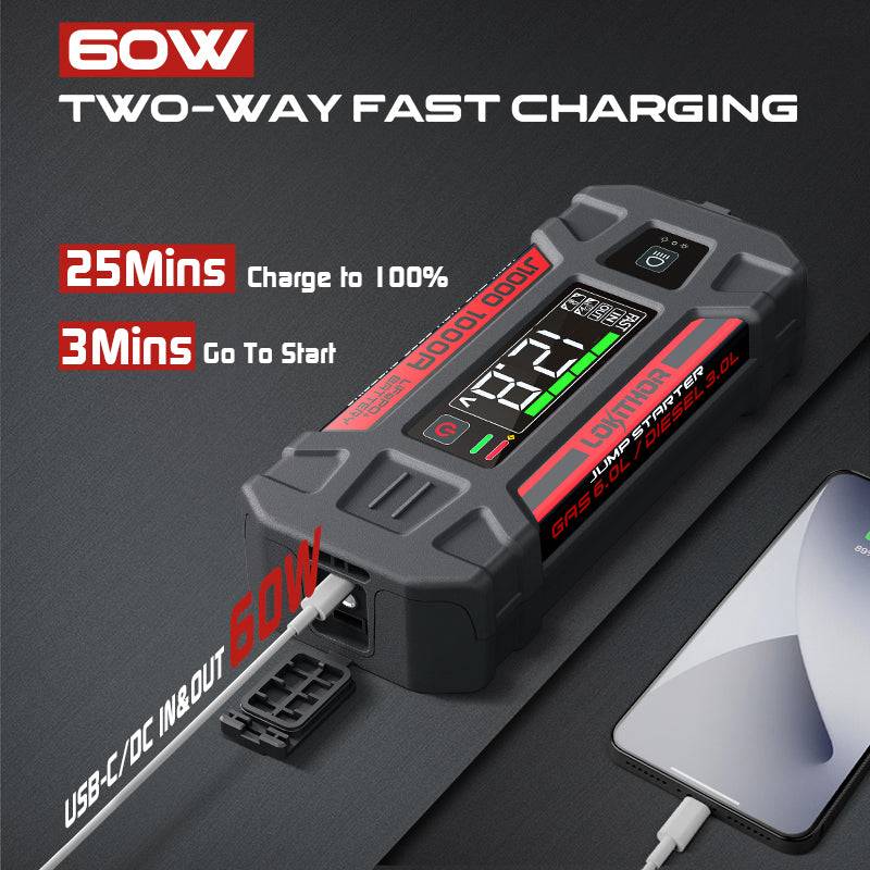 LOKITHOR Jump Starter with LiFePO4 Safety Battery 1000Amp - J1000 | RogueFuel.ca