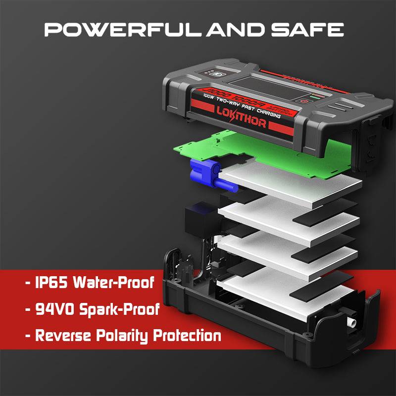 LOKITHOR Jump Starter with LiFePO4 Safety Battery 1000Amp - J1000 | RogueFuel.ca