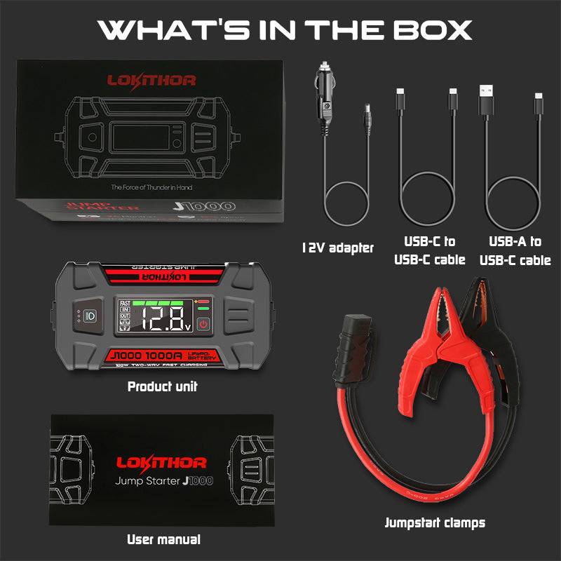 LOKITHOR Jump Starter with LiFePO4 Safety Battery 1000Amp - J1000