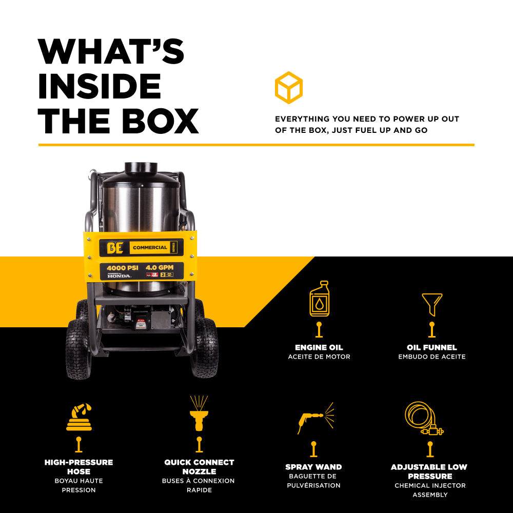 BE Hot Water Pressure Washer 4000PSI - HW4013HG | RogueFuel.ca