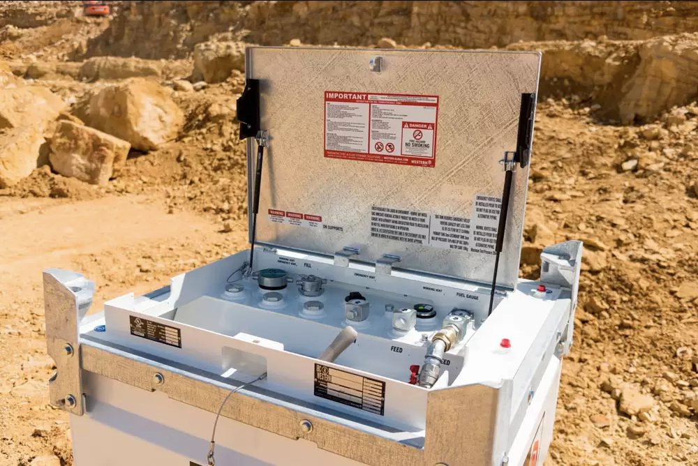 Western Global TRANSCUBE 264 US gal, (1,000L) Portable Fuel Tank 12V/25 GPM Package - 10TCG