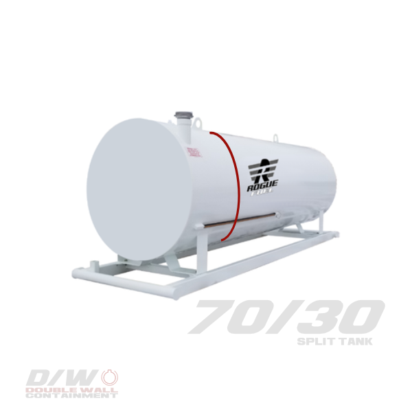 Meridian - 4,595 Litre/ 1000 Gallon Double Wall 70/30 Split Utility Fuel Tank & Skid - Model#- RF98110TS_1 | RogueFuel.ca | Munro Industries Sturgeon County, Alberta, Canada T8R 2B5