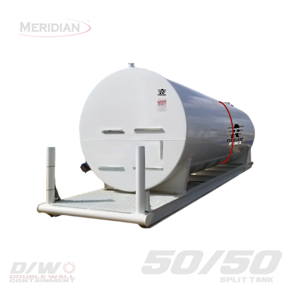 Meridian 65,000 Litre/ 14,298 Gallon Double Wall 50/50 Split Fuel Tank & Skid, Fully Welded Saddle - 64081TSBDT | RogueFuel.ca | Munro Industries