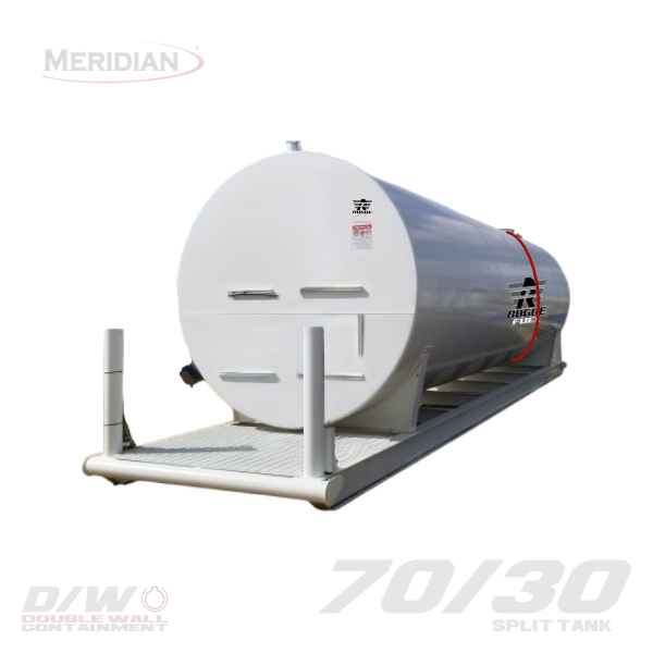 Meridian 65,000 Litre/ 14,298 Gallon Double Wall 70/30 Split Fuel Tank & Skid, Fully Welded Saddle - 64083TSBDT | RogueFuel.ca | Munro Industries