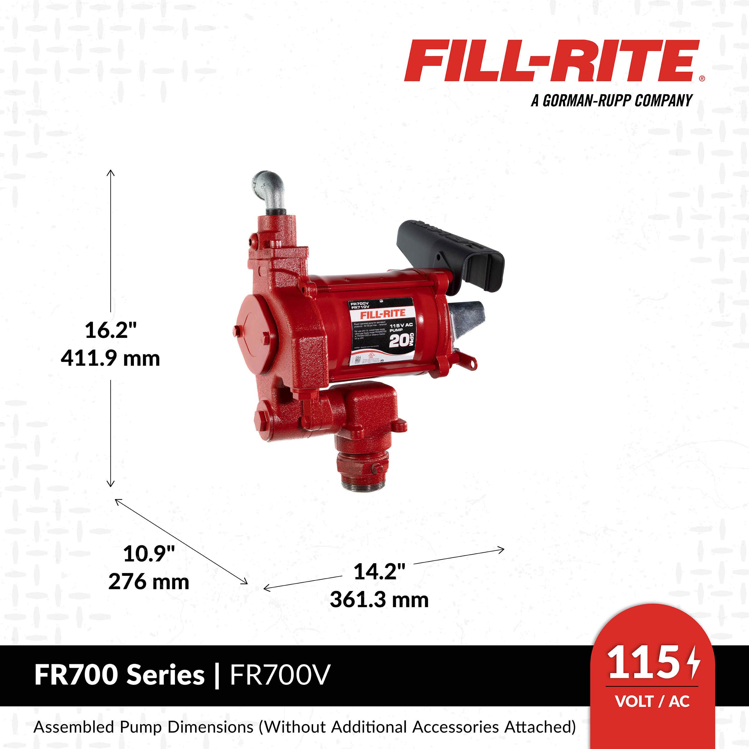 Fill-Rite 115V AC 20 GPM Fuel Transfer Pump with Nozzle - 1FR700V | RogueFuel.ca
