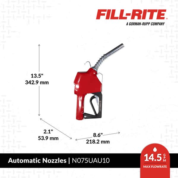 Fill-Rite 3/4" Automatic Gasoline Spout Nozzle (Red) - N075UAU10 | RogueFuel.ca