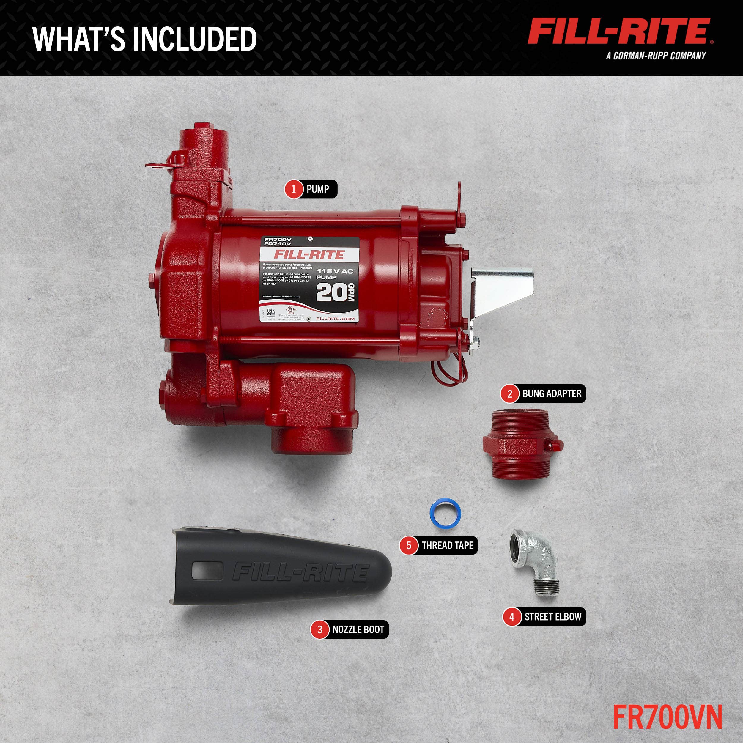 Fill-Rite 115V AC 20 GPM Fuel Transfer Pump - FR700VN | RogueFuel.ca