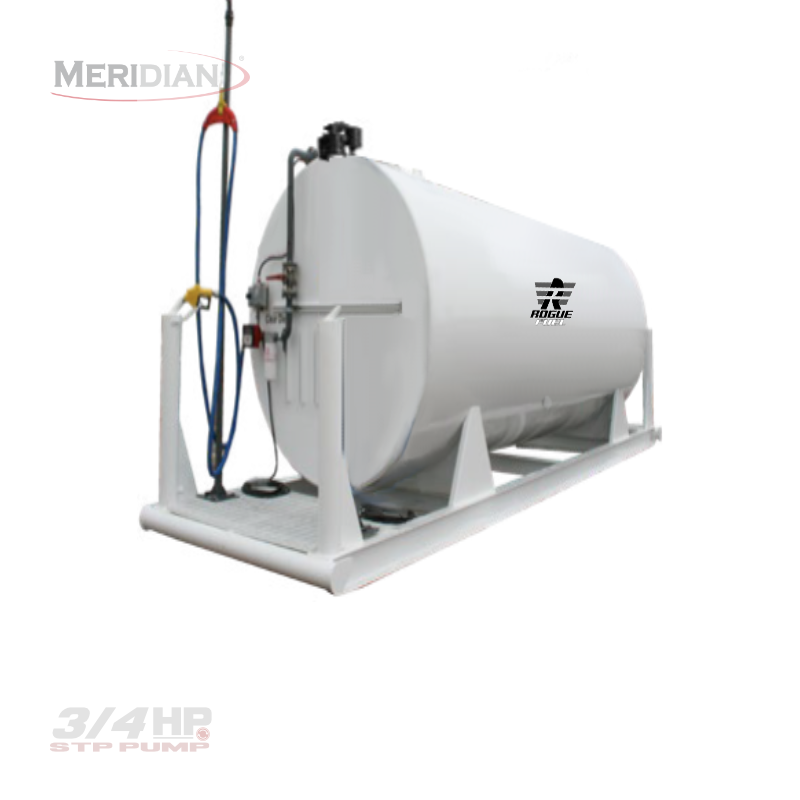Rogue Fuel| Meridian - 15,000 Litre / 3,300 Gallon Double Wall Fuel Tank Complete Package with 3/4 HP Submersible Turbine Pump, Fully Welded Saddle - Model#: RF64003STP34