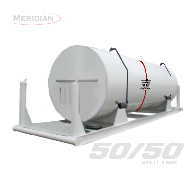 Rogue Fuel | Meridian - 25,000 Litre/ 5,499 Gallon HD Double Wall 50/50 Split Fuel Tank & Bollards/ Drip Tube Skid and 3" Dual Bottom Fill - Model#: RF63054TSBDT-1