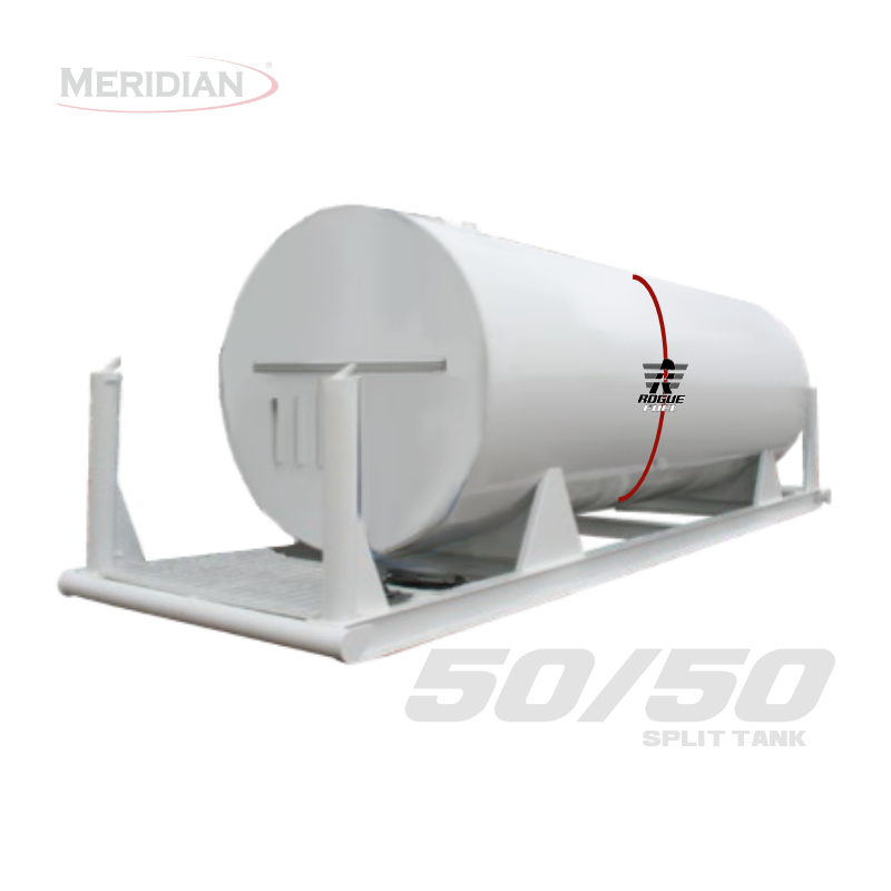 Rogue Fuel - Meridian - 25,000 Litre/ 5,499 Gallon HD Double Wall 50/50 Split Fuel Tank & Skid With Bollards & Drip Tubes - Model#: RF63054TSBDT