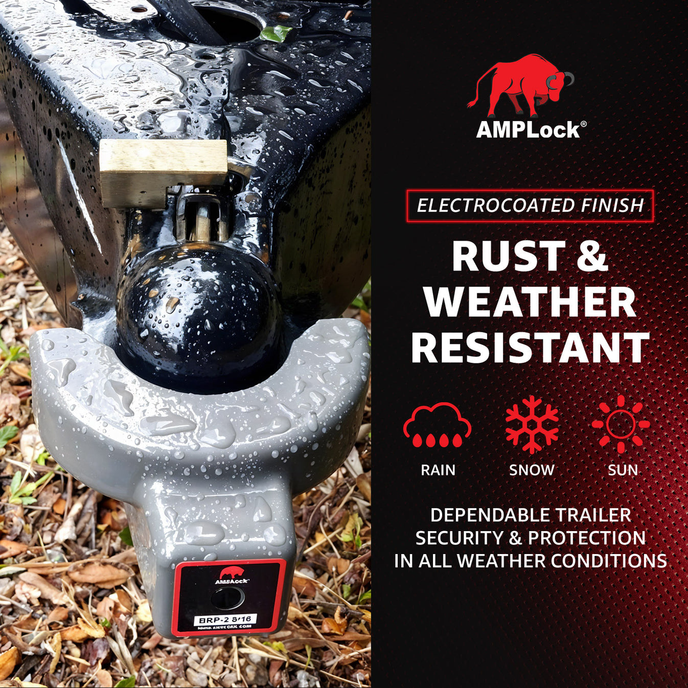 AMPLock Ball Coupler Lock - Flat Lip Design/Standard Trailer - BRP-2516 | RogueFuel.ca