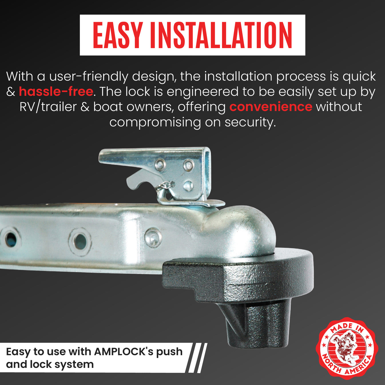 AMPLock Ball Coupler Lock - Flat Lip Design/Standard Trailer - TLS-2 | RogueFuel.ca