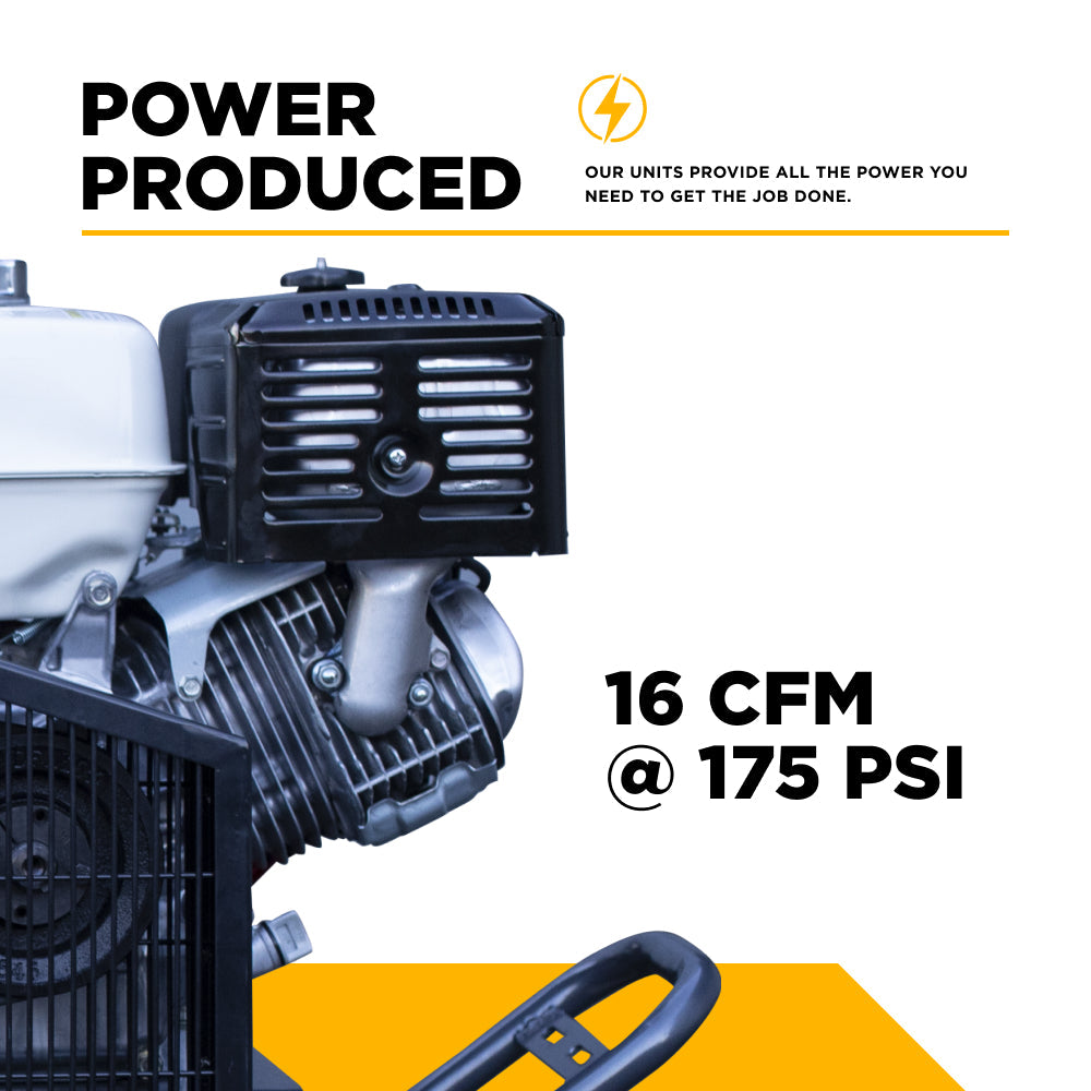 BE Portable Gas Air Compressor and Generator 16 CFM @ 175 PSI - 8G - AC138HEG2 | RogueFuel.ca