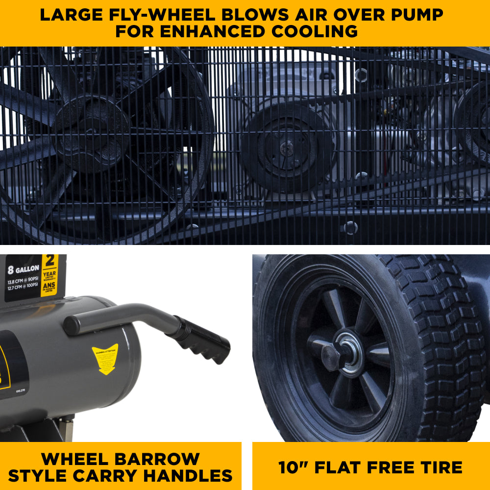 BE Portable Gas Air Compressor and Generator 16 CFM @ 175 PSI - 8G - AC138HEG2 | RogueFuel.ca