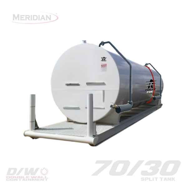 Meridian 35,000 Litre/ 7,699 Gallon Double Wall 70/30 Split Fuel Tank & Skid, Fully Welded Saddle - 63122TSBDT-1 | RogueFuel.ca | Munro Industries