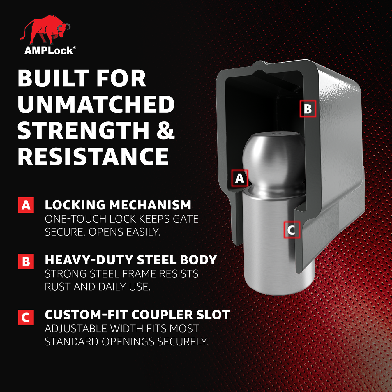 AMPLock Ball Coupler Lock Square Edge Design - BRU-2516 | RogueFuel.ca
