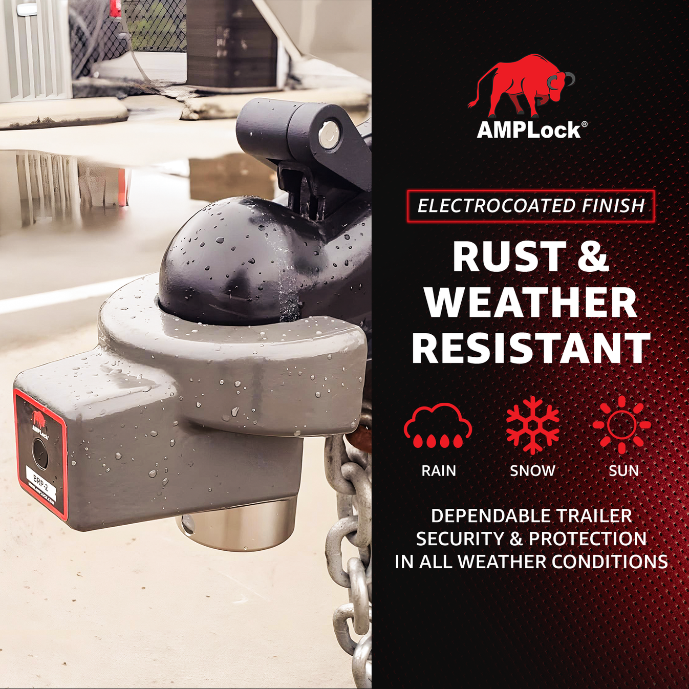 AMPLock Ball Coupler Lock - Flat Lip Design/Standard Trailer - BRP-2 | RogueFuel.ca