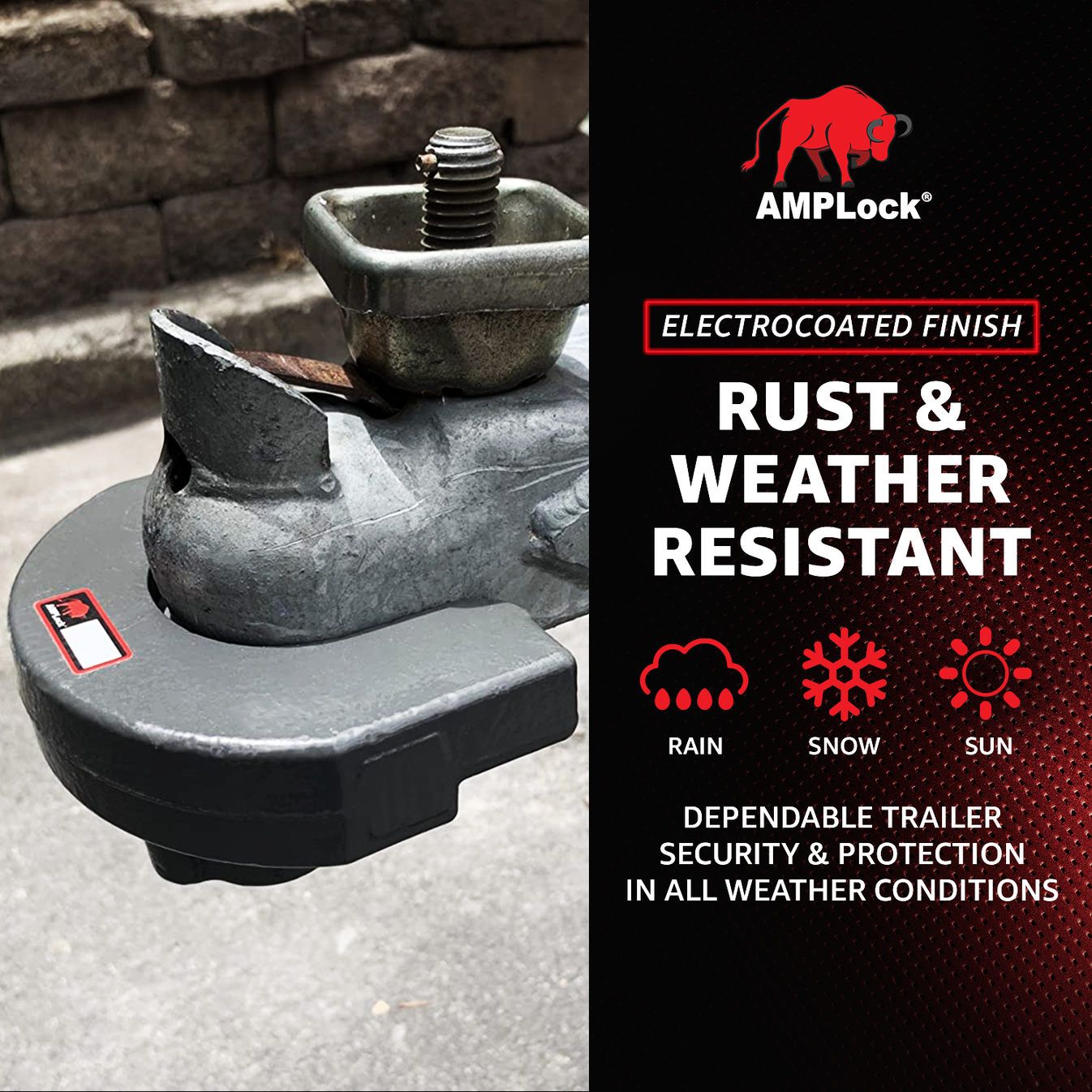 AMPLock Ball Coupler Lock - Flat Lip Design/Standard Trailer - TLS-2516 | RogueFuel.ca