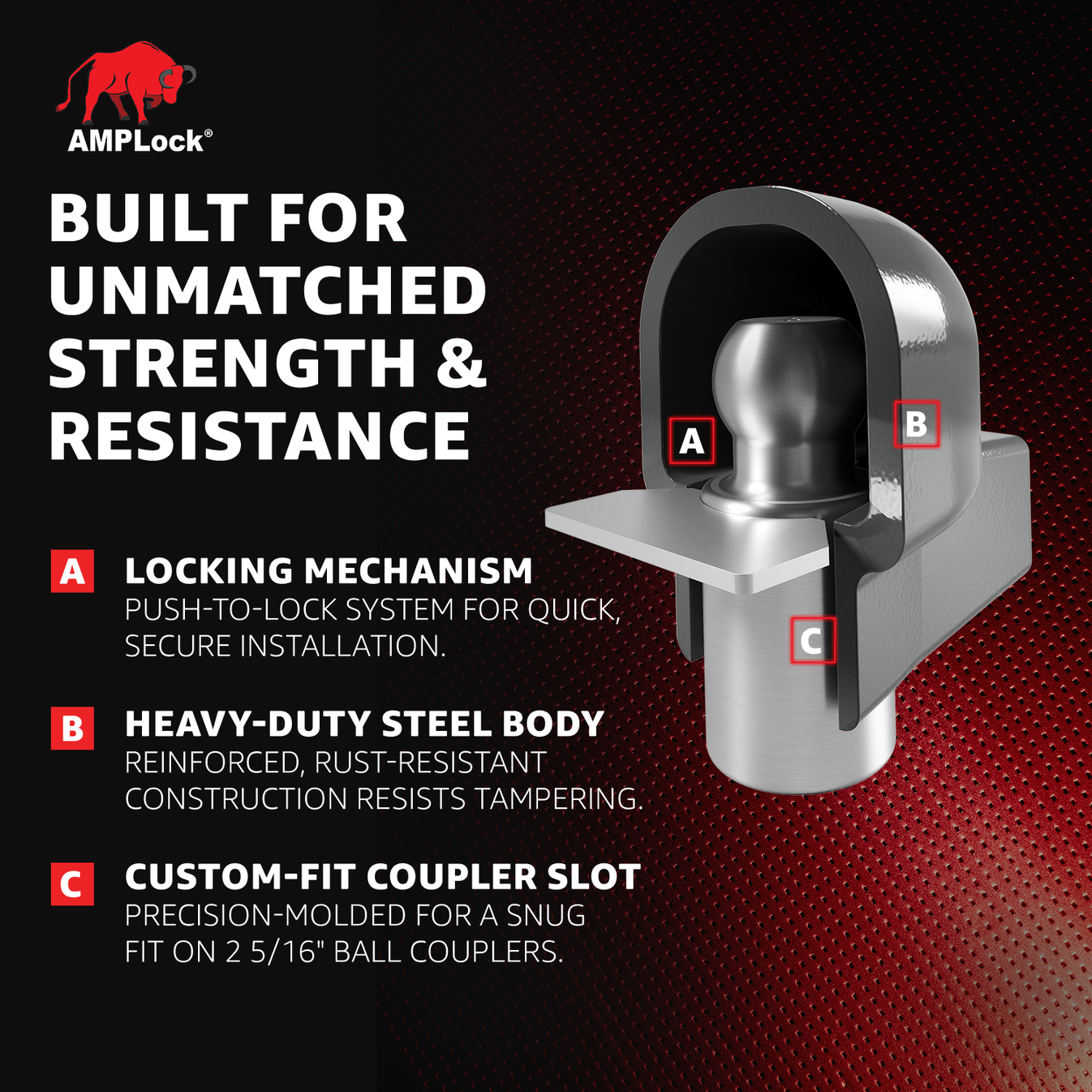 AMPLock Ball Coupler Lock No Lip Design - BRA-2516 | RogueFuel.ca