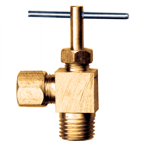 Fairview Comp Needle Valve 90Elb;1/4x1/4 MPT;Lead Free Brass Item #: FVF-LF-3069-4B | RogueFuel.ca