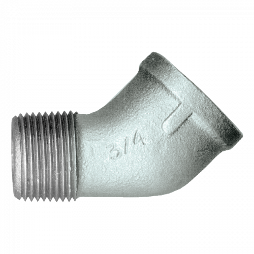 Fairview Galvanized Iron 45 Elbow;1/8MPTx1/8FPT Item #: FVF-GI-124-A | RogueFuel.ca