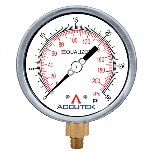 Fairview 0-100PSI Equalizer Gauge;4in Face;1/4MPT Stem Item #: FVF-PG-100ZRSD4 | RogueFuel.ca