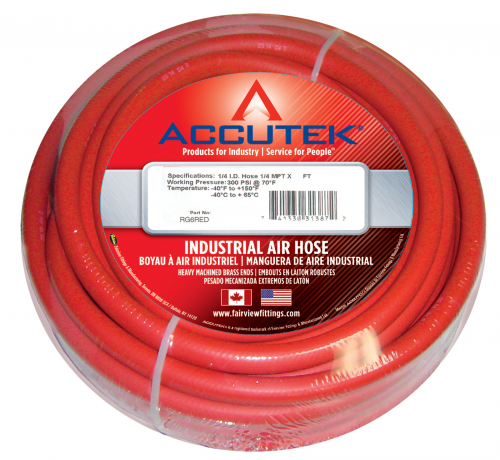 Fairview 1/4 ID EPDM Assy;Red;250PSI;1/4MPTx100ft Item #: FVF-RG4/2RED-100B | RogueFuel.ca