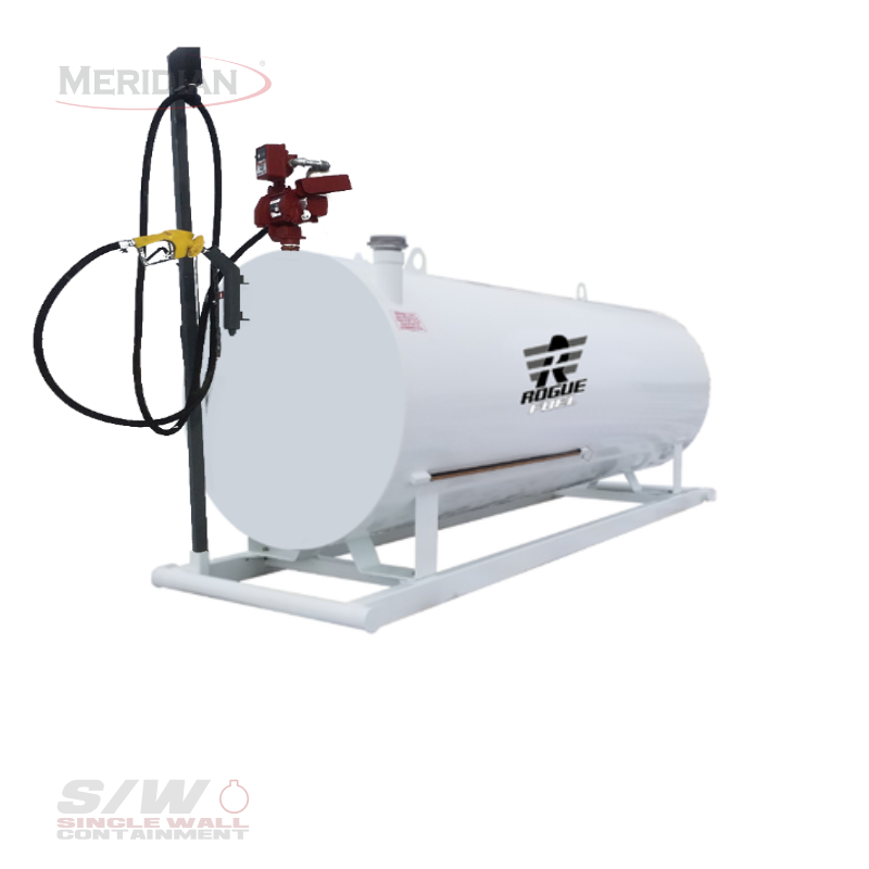 Rogue Fuel Meridian - 4,600 Litre/ 1,000 Gallon Single Wall Utility Fuel Tank With Skid And Complete Fuel Pump Package With Arctic Hose & Automatic Shutoff Nozzle - Model#: RF64170SWCP | RogueFuel.ca | Munro Industries Sturgeon County, Alberta