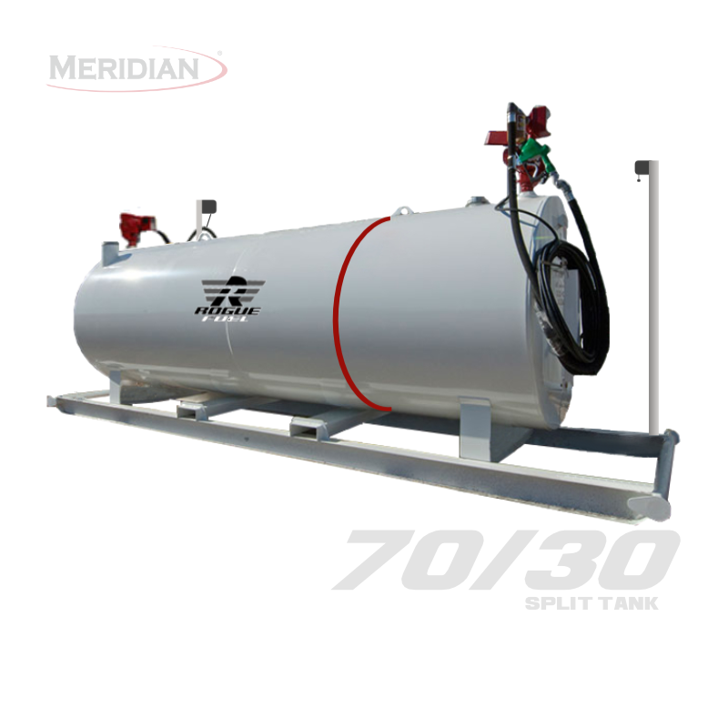 Rogue Fuel| Meridian - 10,000 Litre/ 2,200 Gallon Double Wall 70/30 Split Fuel Tank Complete Package, Fully Welded Saddle - Model#- RF64071DWCPFP