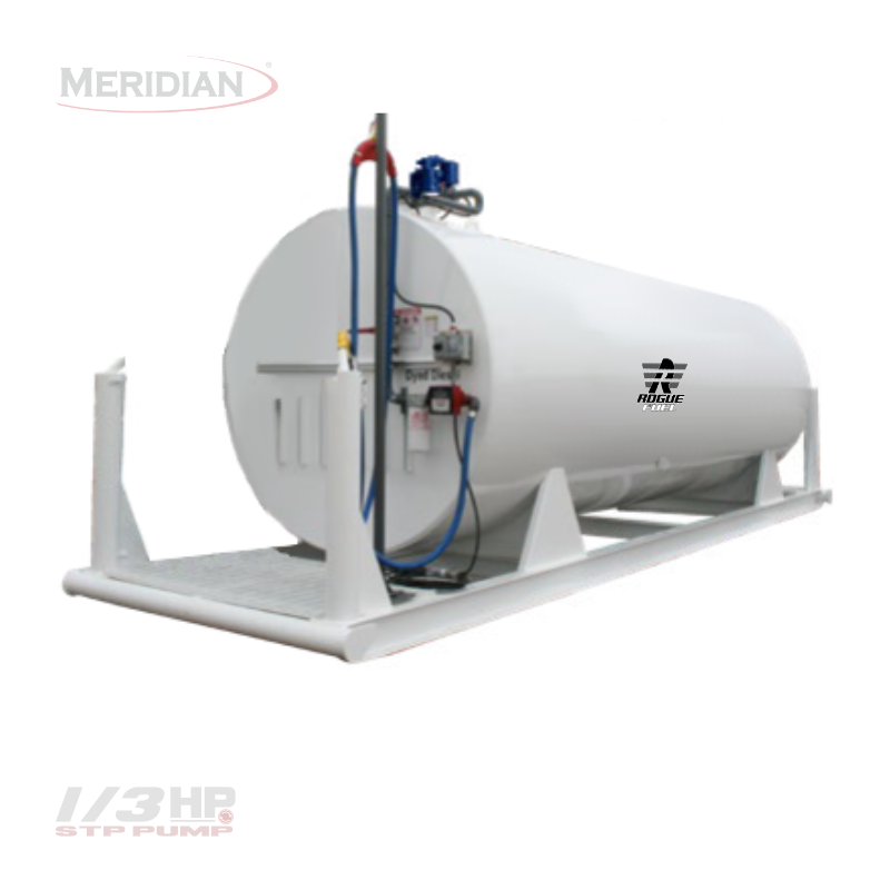 Rogue Fuel | Meridian - 25,000 Litre / 5,499 Gallon Double Wall HD Fuel Tank Package With Submersible Turbine Fuel Pump, Arctic Hose & Automatic Safety Shutoff Nozzle - Model#: RF64010STP13