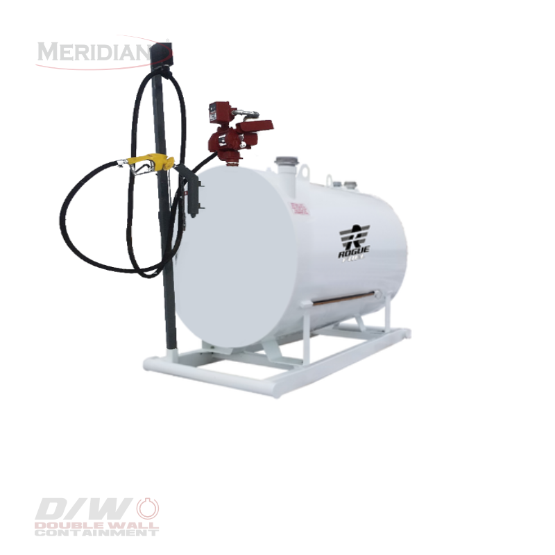 Rogue Fuel| Meridian - 2,300 Litre/ 500 Gallon Double Wall Utility Fuel Tank & Skid With Complete Package, Arctic Hose & Automatic Shut Off Safety Nozzle - Model#: RF64160DWCP | RogueFuel.ca | Munro Industries Sturgeon County, Alberta