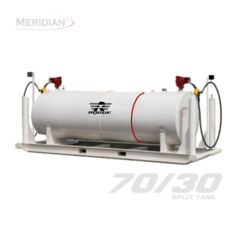 Rogue Fuel| Meridian - 4,595 Litre/ 1000 Gallon Double Wall 70/30 Split Fuel Tank Complete Package, Fully Welded Saddle - Model#: RF98108DWCPFPB | RogueFuel.ca | Munro Industries Sturgeon County, Alberta