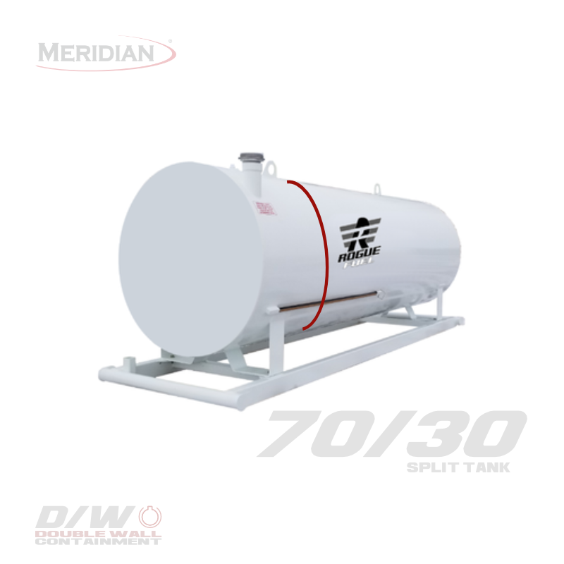 Rogue Fuel| Meridian - 4,595 Litre/ 1000 Gallon Double Wall 70/30 Split Utility Fuel Tank & Skid - Model#: RF98110TS | RogueFuel.ca | Munro Industries Sturgeon County, Alberta