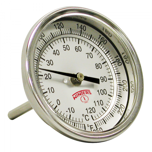 Fairview 0-250F;Bi-Metal Tamperproof Thermometer;1/2NPT;3in Dial;6in ADJ Item #: FVF-TH-250SS6ADJ3-D | RogueFuel.ca
