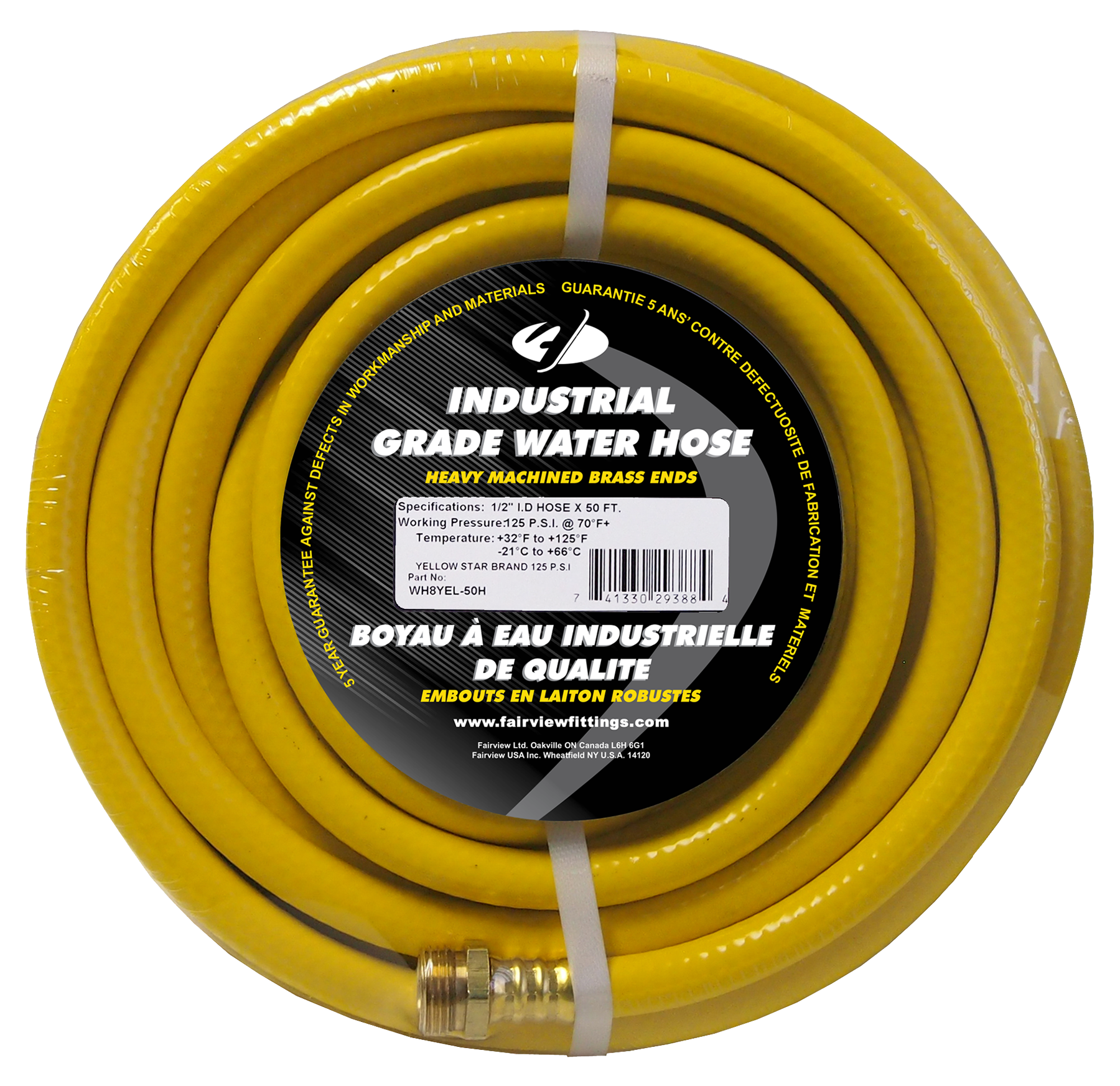 Fairview 3/4 ID Yellow Water Hose;50ft Item #: FVF-WH12YEL-50H | RogueFuel.ca