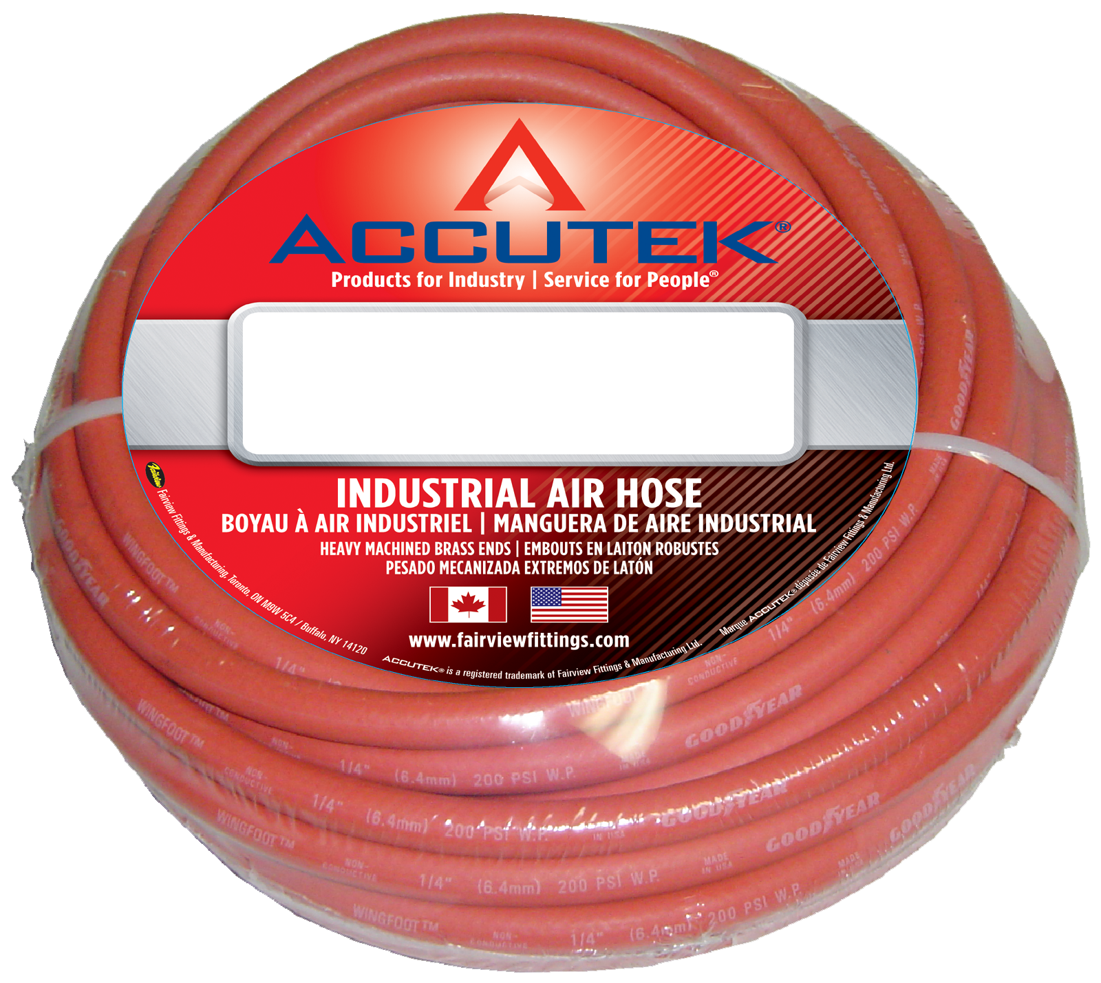 Fairview 1/4 ID Rubber Assy;250PSI;1/4MPTx25ft Item #: FVF-RW4/2RED-25B | RogueFuel.ca