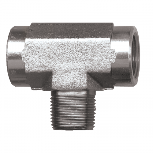 Fairview Steel Tee;1/4FPTx1/4FPTx1/4MPT Item #: FVF-S1006-B | RogueFuel.ca